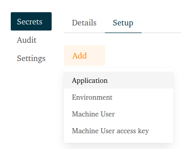 Location of application setup menu